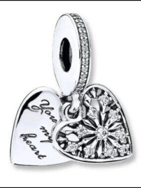 Pandora Retired Winter Collection Heart Charm - "You Melt My Heart" - Silver